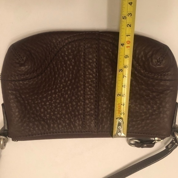 Coach brown pebbled leather mini bag wristlet